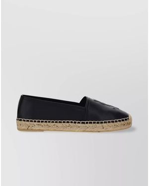 Saint Laurent Leather Logo Espadrilles - Black