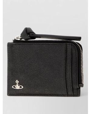 Vivienne Westwood Leather Card Holder Textured Finish - Black