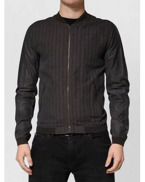 Dolce & Gabbana Striped Cotton Full Zip Bomber Jacket - Black