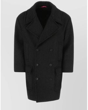 Valentino Garavani Textured Wool Blend Coat - Black