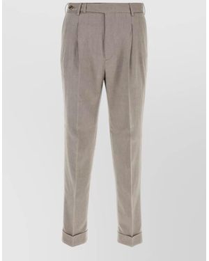 PT Torino Cotton Blend Tailored Trousers Pleated Cuffs - Grey