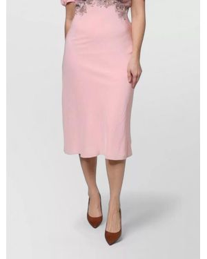 Ermanno Scervino Silk Floral Lace V-Neck Short-Sleeve Midi Dress - Pink