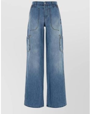Ermanno Scervino Wide Leg Cargo Jeans Patch Pockets - Blue