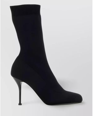 McQueen Stretch Nylon Ankle Boots - Black