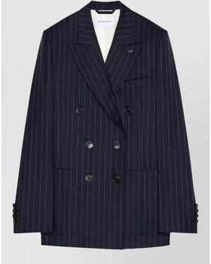 Givenchy Double Breasted Jacket Pinstripe Front Pockets - Blue