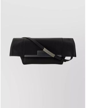 Max Mara Medium Clutch Bag Metal Bar Detail - Black