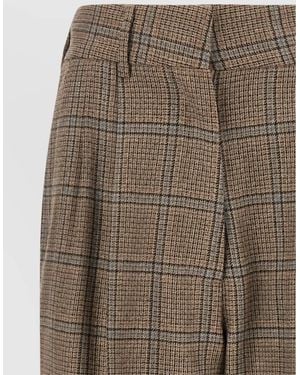 Blazé Milano Virgin Wool Checked High-Rise Pleated Straight-Leg Suit Pants - Brown