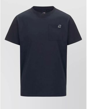 K-Way Short Sleeve Crew Neck Top Chest Pocket - Blue