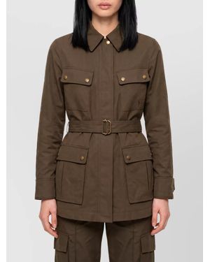 Burberry Cotton Gabardine Belted Safari Jacket - Brown