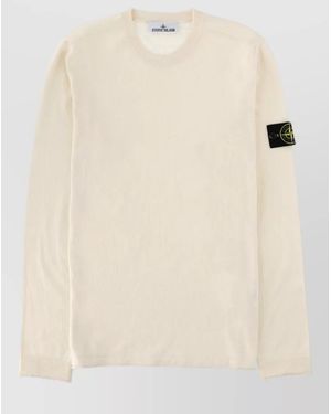 Stone Island Cotton Long Sleeve Top Logo Patch - Natural