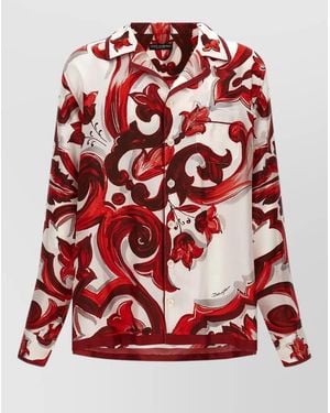 Dolce & Gabbana Vanity Shirt Relaxed Fit Floral Contrast - Red