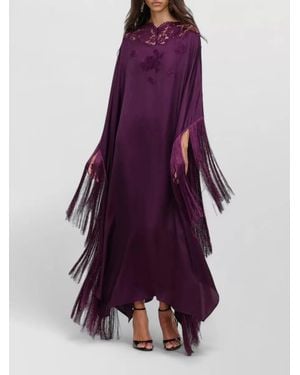 Self-Portrait Draped Asymmetric Maxi Dress - Purple