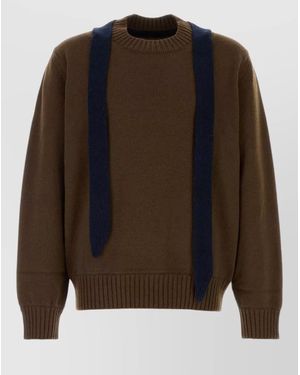 Sacai Merino Wool Relaxed-Fit V-Neck Cardigan - Brown