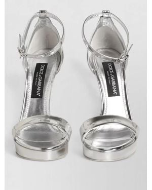 Dolce & Gabbana Leather Platform Keira Ankle Strap Sandals - Gray