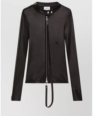Courreges Long-Sleeve Zip Blouse - Black