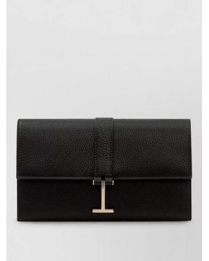 Tom Ford Leather Wallet On Adjustable Crossbody Strap - Black