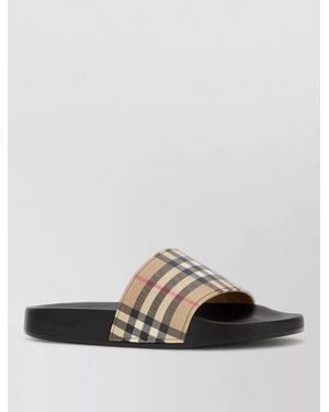 Burberry Rubber Slides Check Pattern Flat Sole - Multicolor