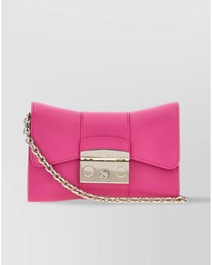 Furla Metropolis Mini Leather Crossbody Bag - Pink