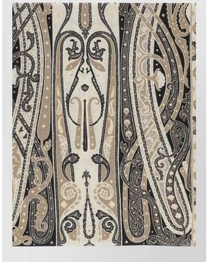 Etro Rectangular Scarf Fantasy Motif Fringed Edges - Multicolor
