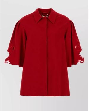Blumarine Oversized Single Breasted Coat - Red