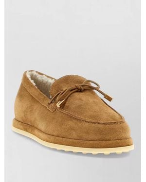Tod's Shearling-Lined Suede Slippers - Natural