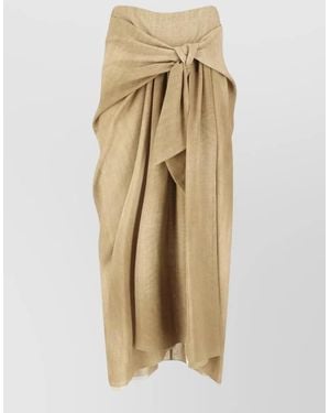 Ermanno Scervino Midi Skirt Wrap Design Bow Detail - Natural