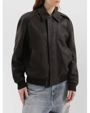 1989 STUDIO Leather Single Breasted Coat - Black