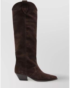 Isabel Marant Denver Leather Knee High Western Boots - Brown