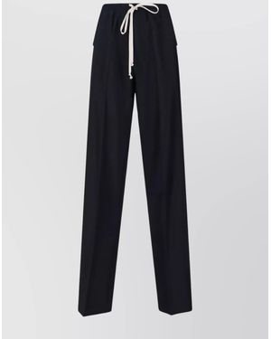 Rick Owens Straight Pants With Button And Flap Pockets - Blue