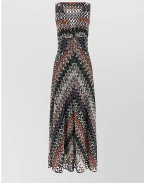 Missoni Lamé Viscose Dress V Neckline Knot - White