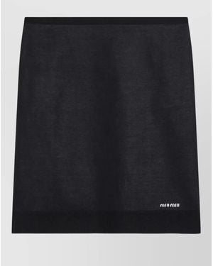 Miu Miu Logo Detail Shorts Elastic Waistband - Black