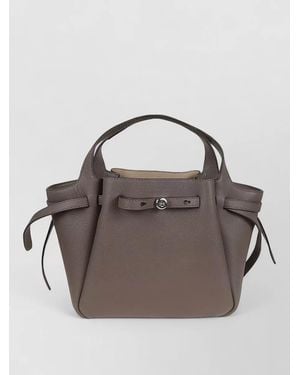 Tory Burch Romy Satchel Tote Bag Structured Shape - Gray