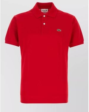 Lacoste Piquet Polo Shirt Straight Cut Collar Short Sleeves - Red