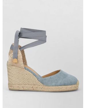 Castañer Espadrille Wedge Closed Toe Canvas Jute Sole - Blue