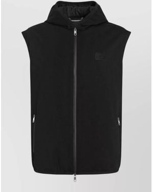 Dolce & Gabbana Hood Nylon Silk Blend Sleeveless Vest - Black