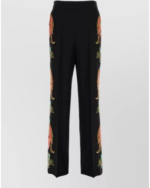 Etro Silk Wide Leg Pants Side Embellishments - Black