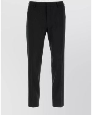 Prada Virgin Wool Straight-Leg Trousers - Black
