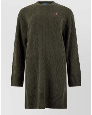 Polo Ralph Lauren Cashmere Wool Long-Sleeve Knit Dress - Green