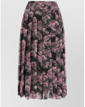 Tory Burch Pleated Floral Silk Skirt Midi-Length - Multicolour