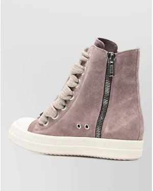 Rick Owens Leather High-Top Lace-Up Sneakers - Natural