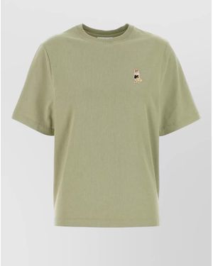 Maison Kitsuné Organic Cotton Embroidered Short-Sleeve T-Shirt - Green