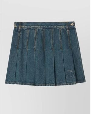 Burberry Denim Pleated Mini Skirt - Blue