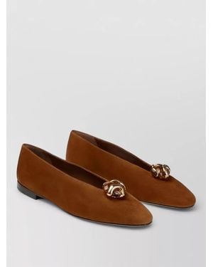 Jimmy Choo Margot Suede Pointed Toe Flat Loafers - Brown