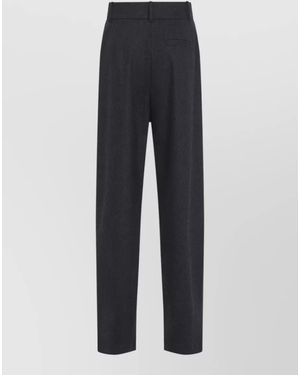 Giorgio Armani Cashmere High-Rise Pleated Tapered Suit Trousers - Blue