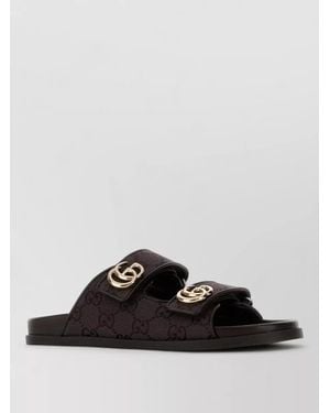 Gucci Canvas Flat Sole Slide Slippers - Black