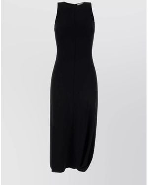 Lemaire Silk Sleeveless Crew-Neck Twisted-Hem Midi Dress - Black