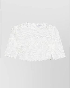 Raquel Diniz Crochet Cropped Sleeveless Top Silk Blend - White