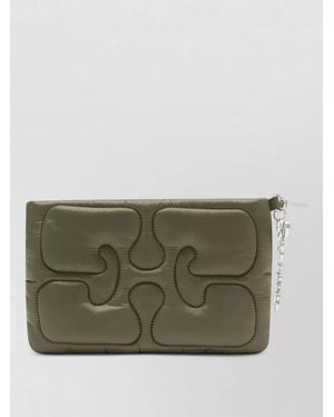 Ganni Quilted Clutch Bag Synthetic Polyamide Design - Gray