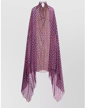 Dries Van Noten Ankle Length Cape Style Halter Neck Dress - Purple
