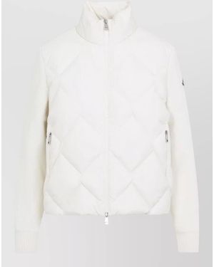 Moncler Cashmere Quilted Long-Sleeve Cardigan - White